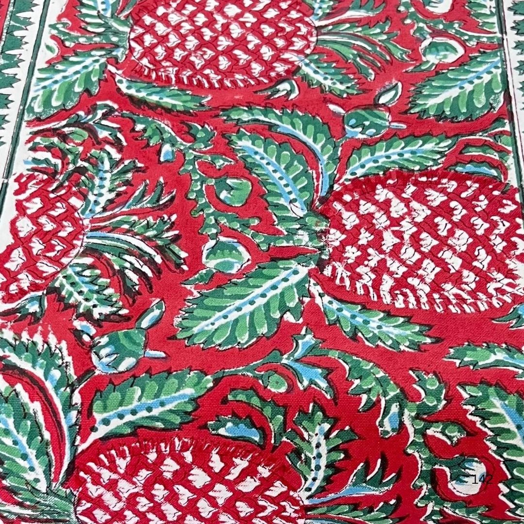 Jaipur Hand Block Printed Cotton Table Linen – Crimson Pine Bloom | Eco- Conscious
