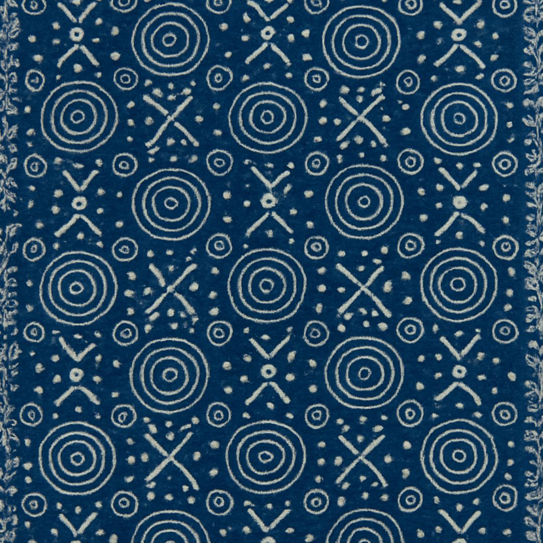 Wooden Block Printed 100% Cotton Sofa Blanket Throw – Indigo Blue Indian Folk Design | TNT Woven Cotton Pure Natural Fabric