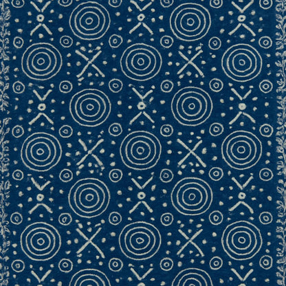 Wooden Block Printed 100% Cotton Sofa Blanket Throw – Indigo Blue Indian Folk Design | TNT Woven Cotton Pure Natural Fabric