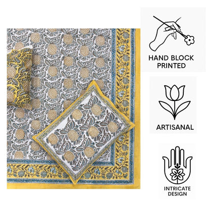 Hand Block Printed Cotton Bedsheet – Pineapple Bloom | Eco-Friendly Artisanal Craft