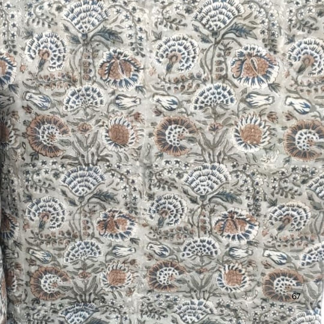 Sandstone Bloom Elegance Jaipur Hand Block Printed Cotton Reversible Quilt |  Lightweight & Hand Quilted