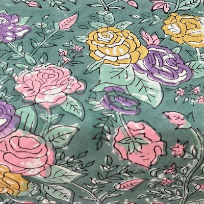 Hand Block Printed Cotton Table Runner – Floral Meadow | Sustainable Dining Linen