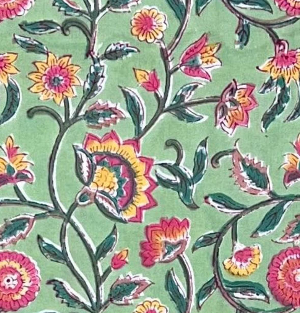 Hand Block Printed Cotton Bedsheet – Verdant Bloom | Sustainable Home Linen