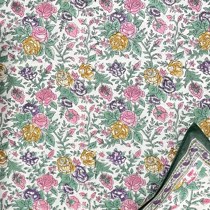 Hand Block Printed Cotton Bedsheet – Floral Meadow | Eco-Friendly | Artisanal Craft