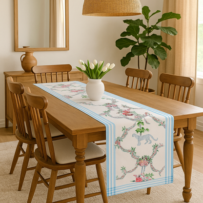 Artisanal Hand Block Printed Cotton Table Runner – Safari Garden | Sustainable
