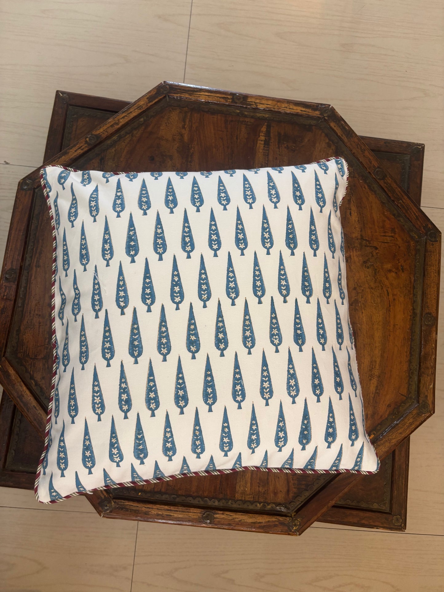 Double Side Printed Indian Design Hand Block Printed Cushion Cover | 16" X 16" | 100 % Pure Canvas Cotton