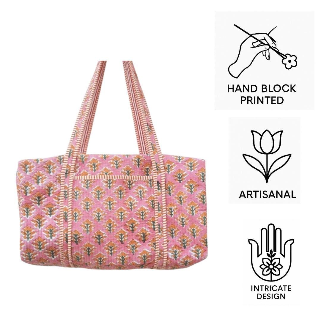 Block printed Duffle Bag Highlights