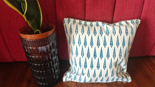 Double Side Printed Indian Design Hand Block Printed Cushion Cover | 16" X 16" | 100 % Pure Canvas Cotton