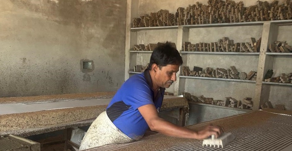 Load video: Hand Block Printing at Knnottedearth